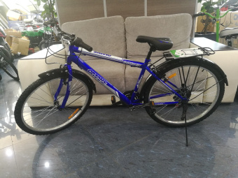 Велосипед OMAKS 2603 синий с корзиной (колеса 26"; муж; 18 скоростей;; рама-17")